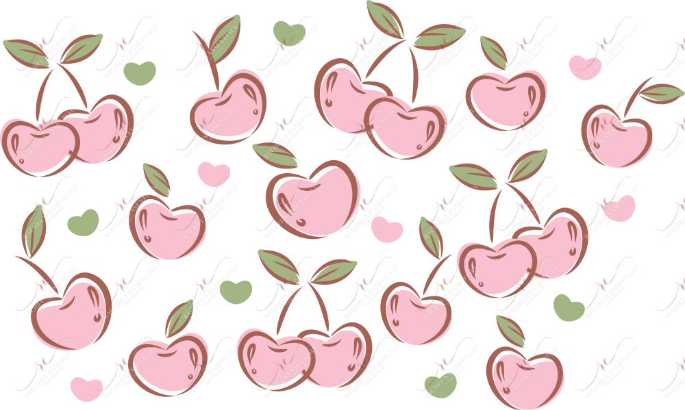 Pink Cherries No Hole - Cold Cup Wrap Cold