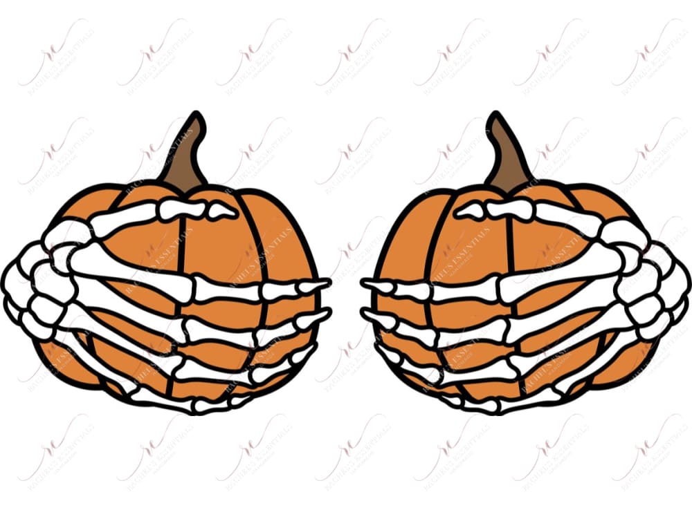 Pumpkin Skeleton Hands - Ready To Press Sublimation Transfer Print Sublimation