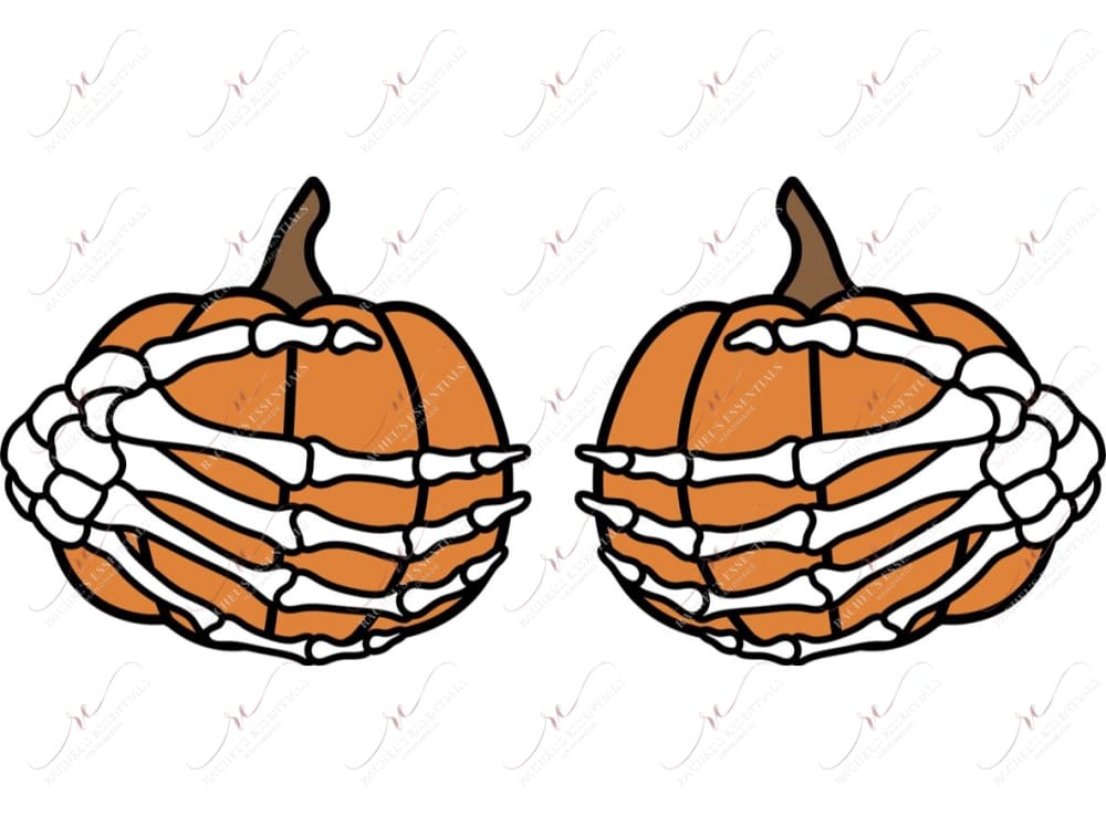 Pumpkin Skeleton Hands - Ready To Press Sublimation Transfer Print Sublimation