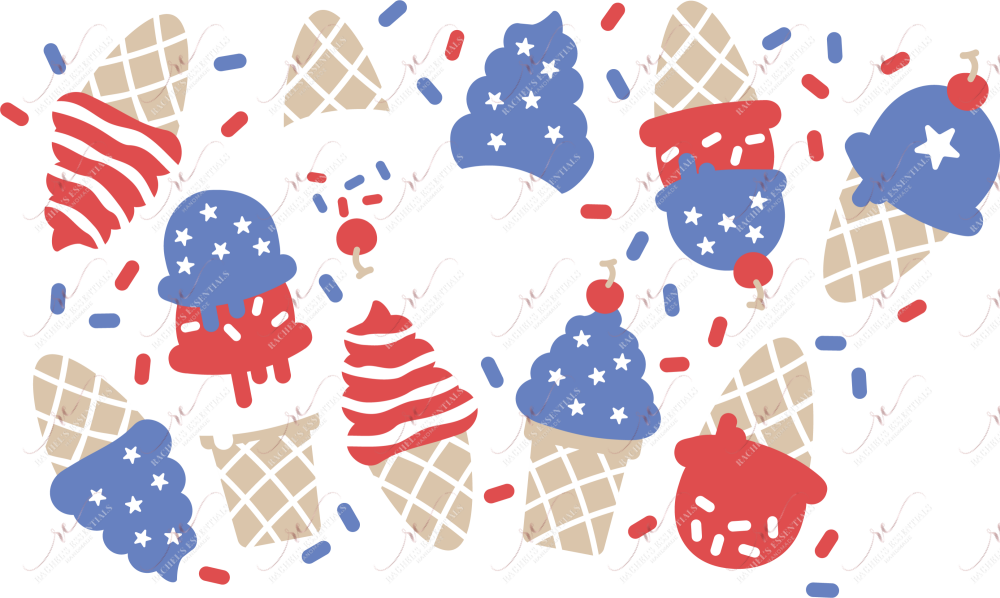 Red White Blue Ice Cream Cones - Cold Cup Wrap