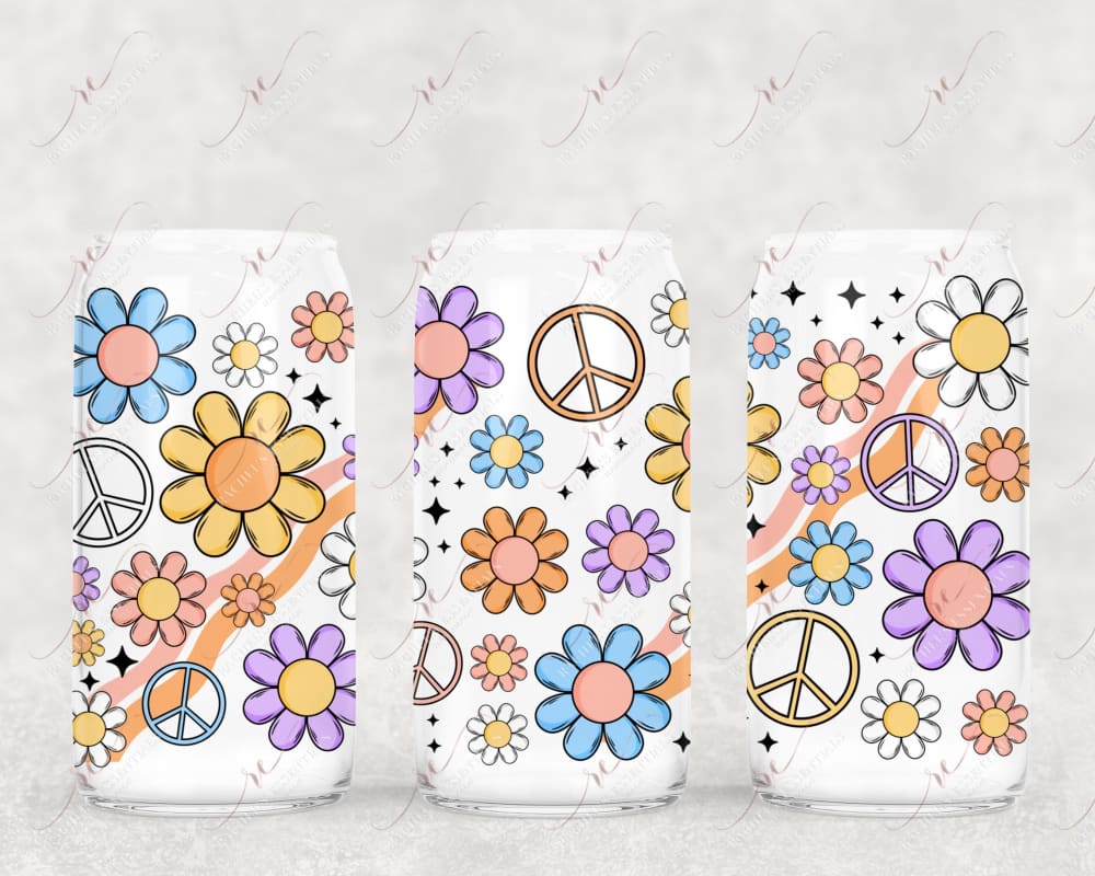 Retro Flowers - Libbey/Beer Can Glass Sublimation