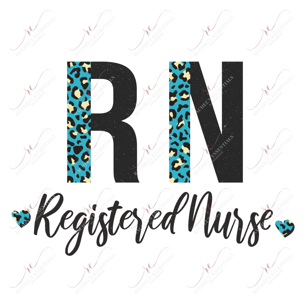 Rn Registered Nurse Blue Leopard - Ready To Press Sublimation Transfer Print Sublimation