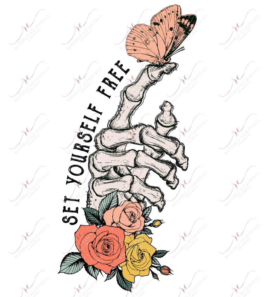 Set Yourself Free Skeleton Hand - Ready To Press Sublimation Transfer Print Sublimation
