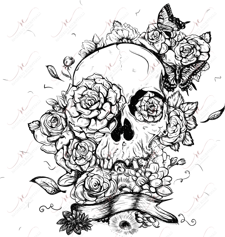 Skeleton And Flowers - Clear Cast Decal