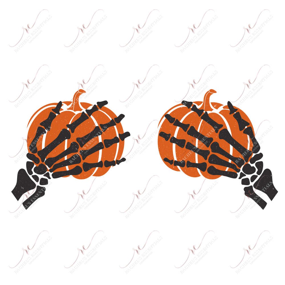 Skeleton Hand And Pumpkin Boobs - Ready To Press Sublimation Transfer Print Sublimation