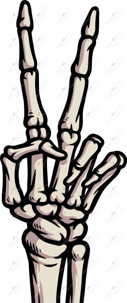 Skeleton Hand Peace Sign 2 - Ready To Press Sublimation Transfer Print Sublimation