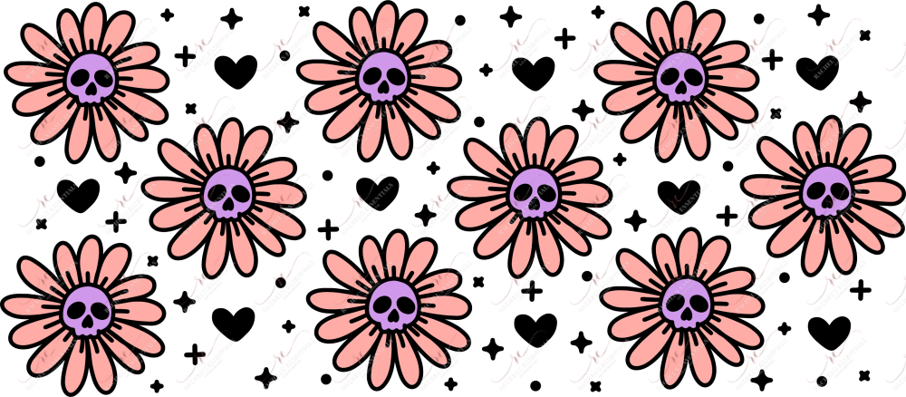Skull Flowers - 16Oz Vinyl Libbey Wrap