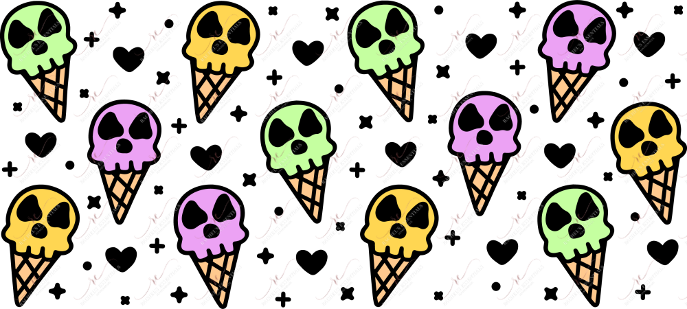 Skull Ice Cream- 16Oz Vinyl Libbey Wrap