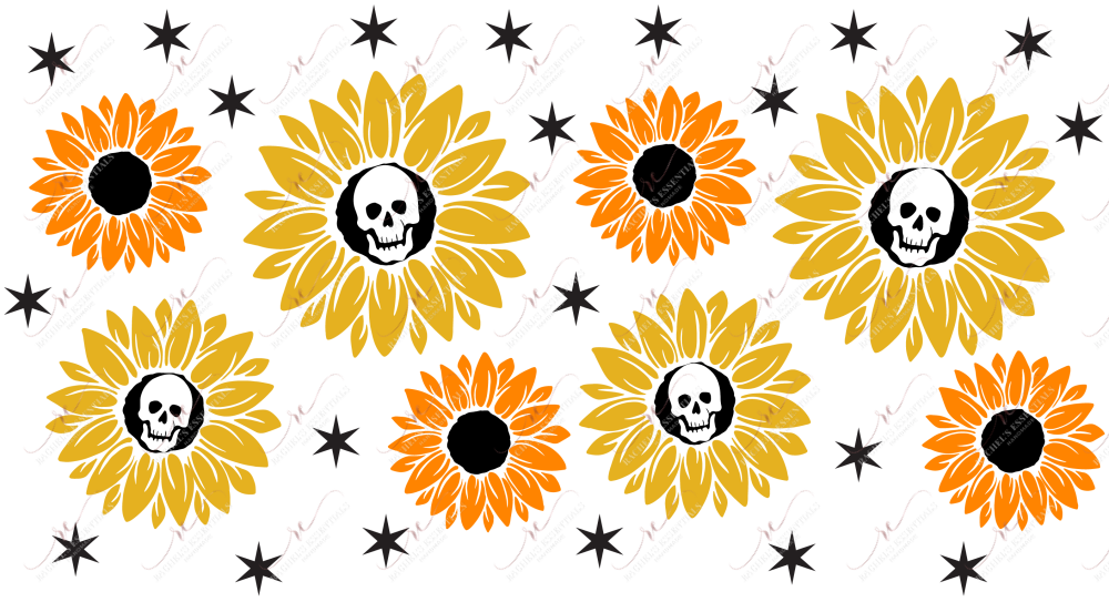 Skull Sunflowers - 16Oz Vinyl Libbey Wrap