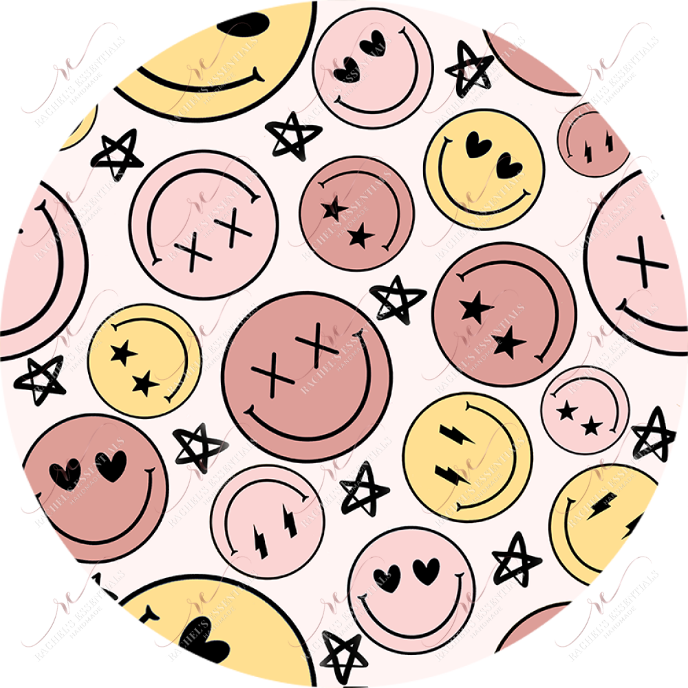Smiley Face Car Coaster - Ready To Press Sublimation Transfer Print Sublimation
