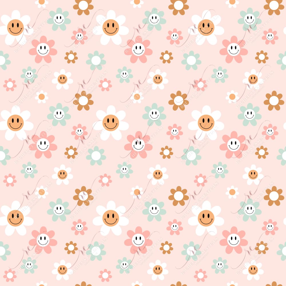 Smiley Face Flowers Pink - 20Oz Straight Vinyl Wrap
