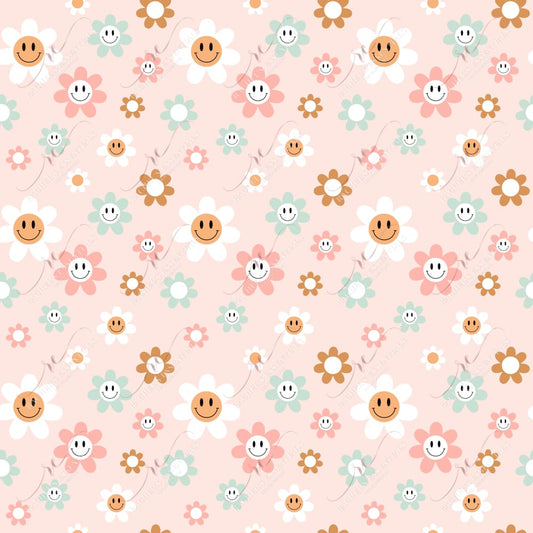 Smiley Face Flowers Pink - 20Oz Straight Vinyl Wrap