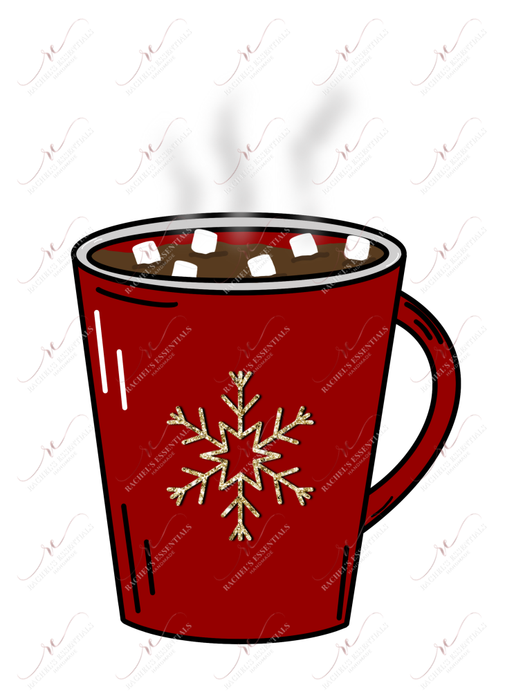 Snowflake Hot Cocoa Coffee Cup - Ready To Press Sublimation Transfer Print Sublimation