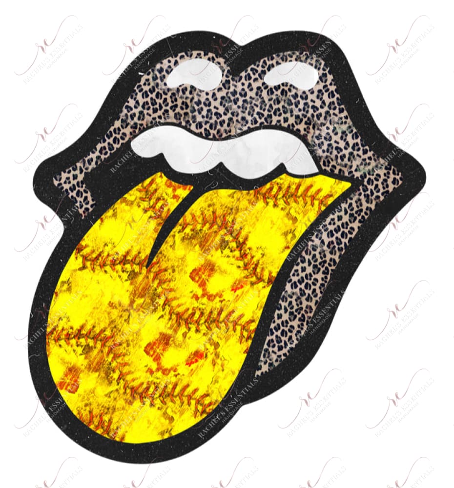 Softball Leopard Lips - Htv Transfer
