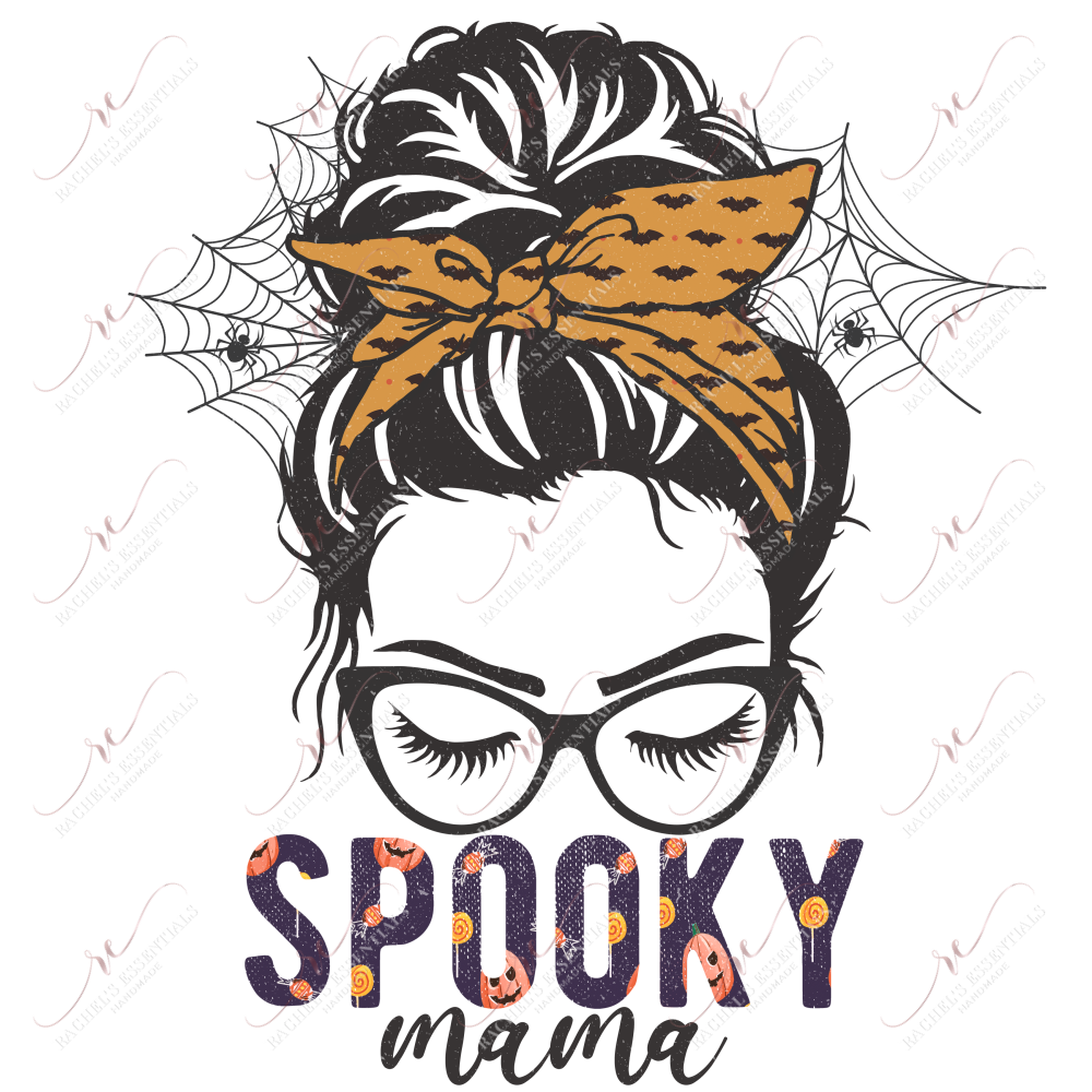 Sublimation 1.99 Spooky mama messy bun - ready to press sublimation transfer print freeshipping - Rachel's Essentials