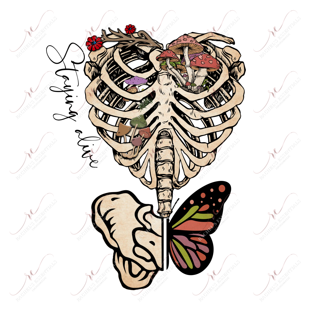 Staying Alive Ribcage - Ready To Press Sublimation Transfer Print Sublimation