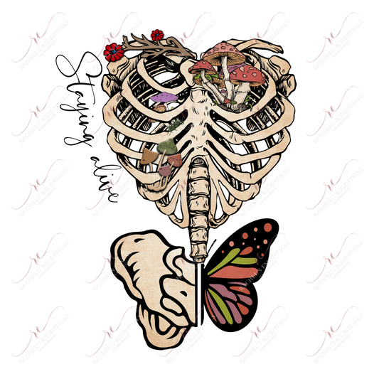 Staying Alive Ribcage - Ready To Press Sublimation Transfer Print Sublimation