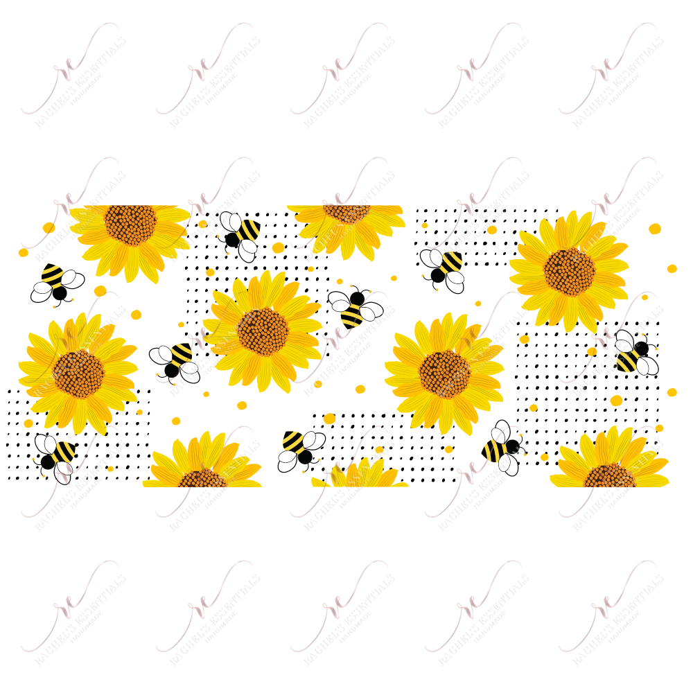 Bees And Sunflowers - 16Oz Glass Can Wrap Sublimation