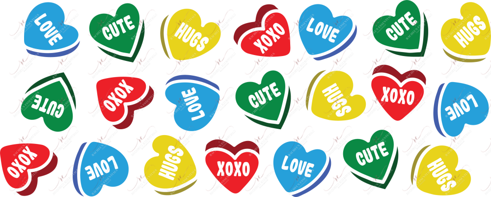 Conversation Hearts - 16Oz Glass Can Wrap Sublimation
