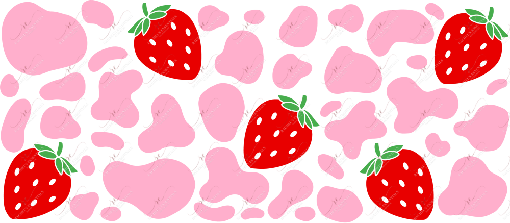 Cow Print With Strawberries - 16Oz Glass Can Wrap Sublimation