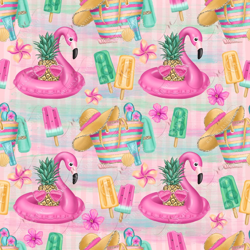 Summer Flamingos - Vinyl Wrap Seamless Vinyl