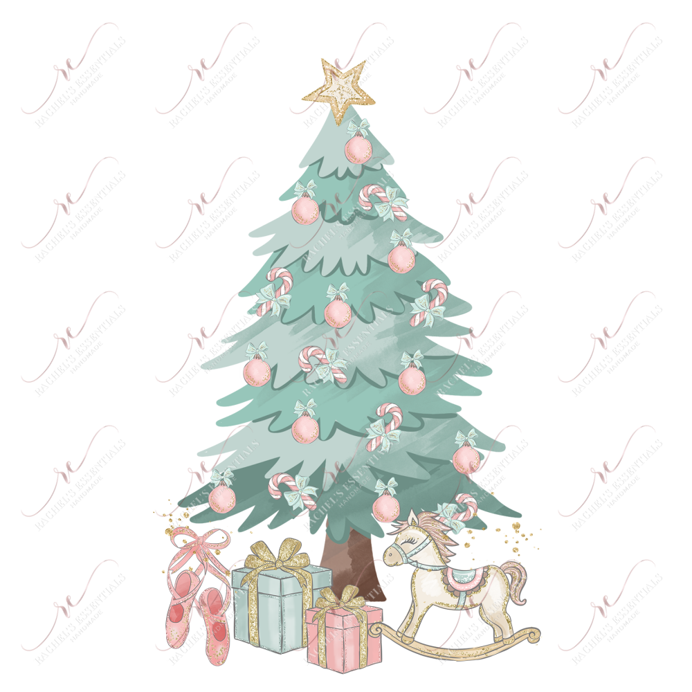 Vintage Christmas Tree Presents - Clear Cast Decal