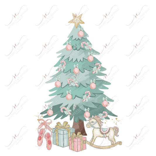 Vintage Christmas Tree Presents - Clear Cast Decal