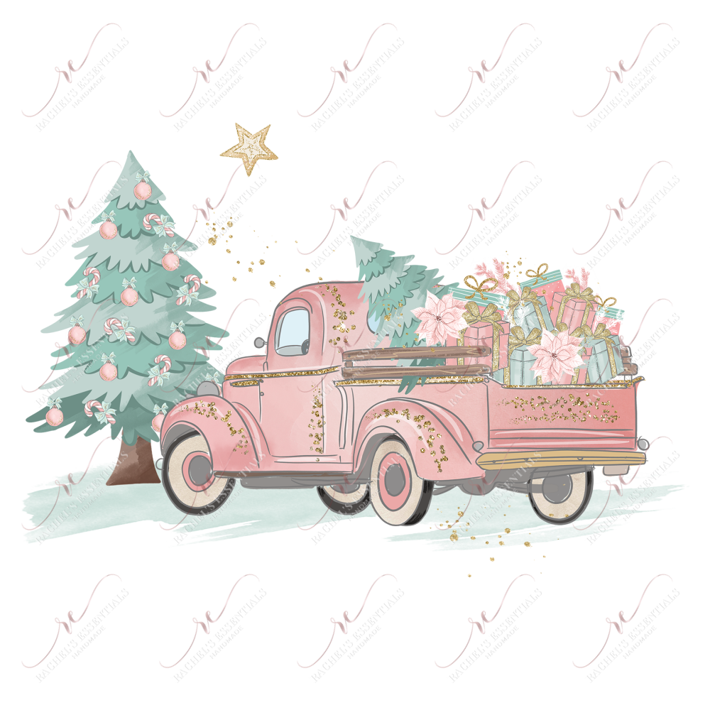 Vintage Christmas Truck - Clear Cast Decal