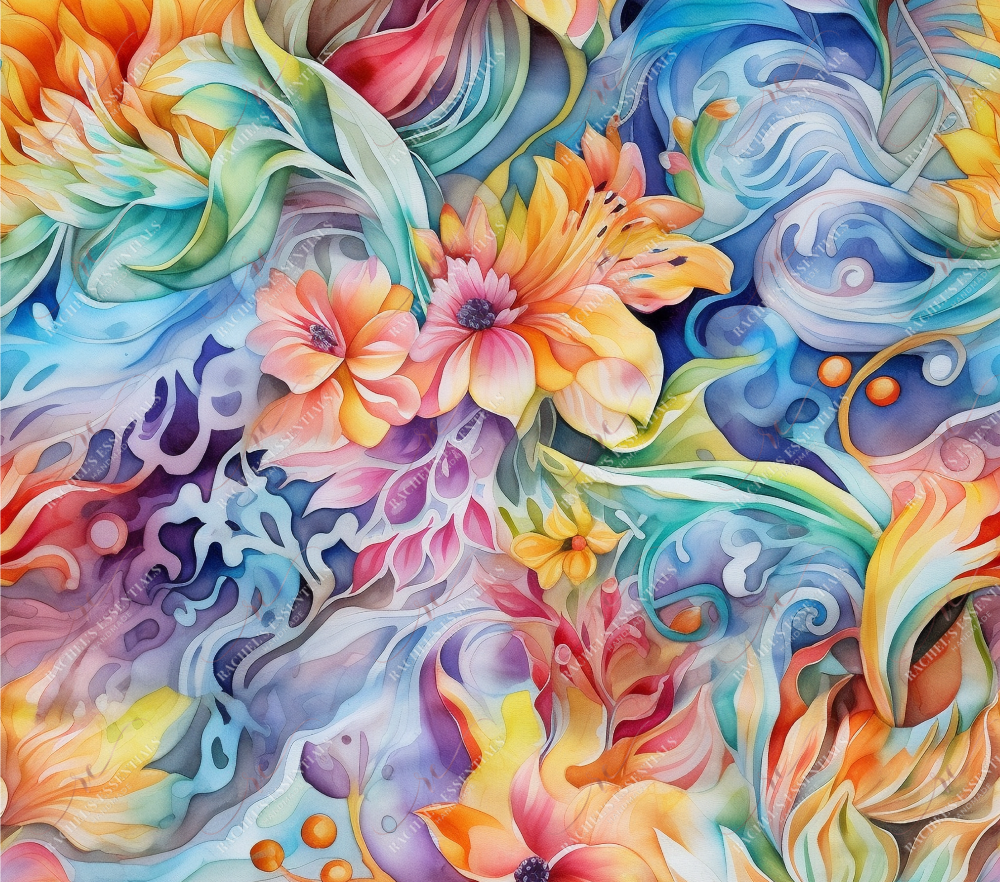 Watercolor Flowers - Ready To Press Sublimation Transfer Print Seamless Sublimation