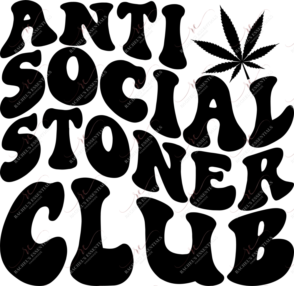 Wavy Antisocial Stoners Club (Black Letters)- Clear Cast Decal