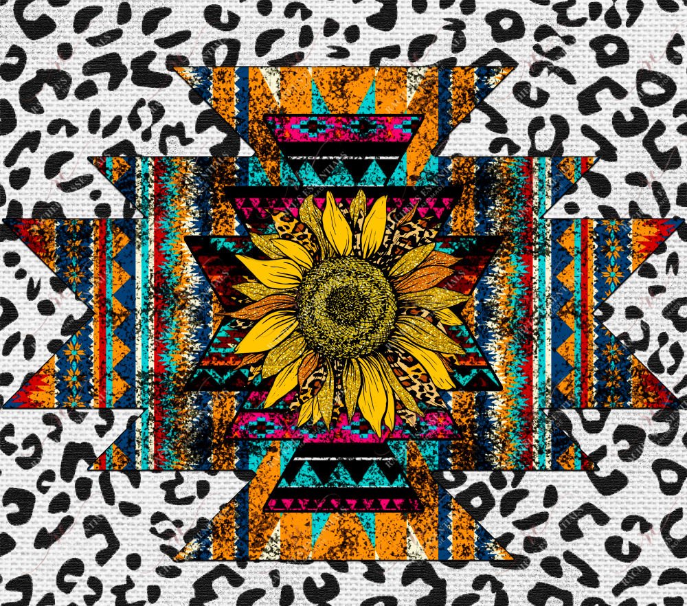 Western Cowprint Sunflower - Ready To Press Sublimation Transfer Print Sublimation