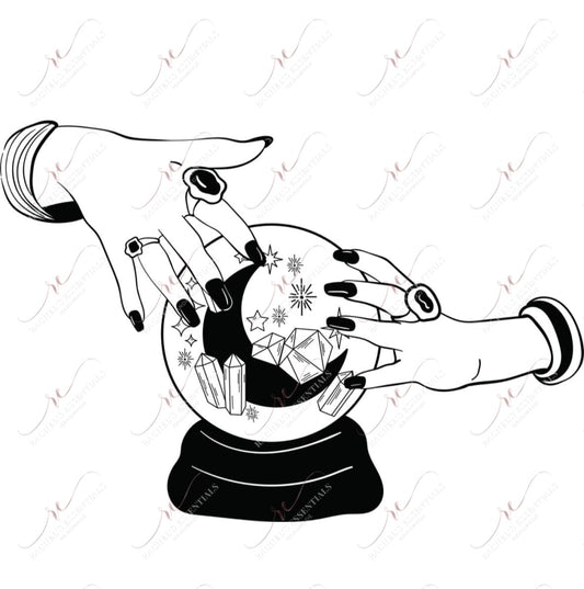 Witchy Hands Crystal Ball - Ready To Press Sublimation Transfer Print Sublimation