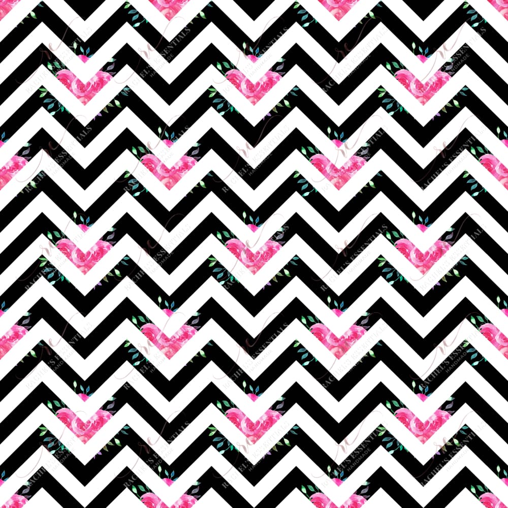 Zig Zag With Flowers - Ready To Press Sublimation Transfer Print Sublimation