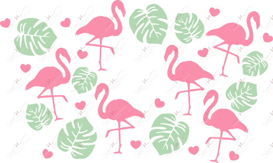Flamingos And Leaves - Cold Cup Wrap