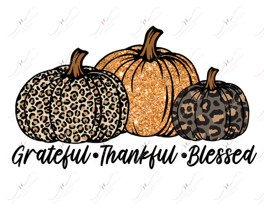 Grateful Thankful Blessed Leopard Pumpkins - Ready To Press Sublimation Transfer Print Sublimation