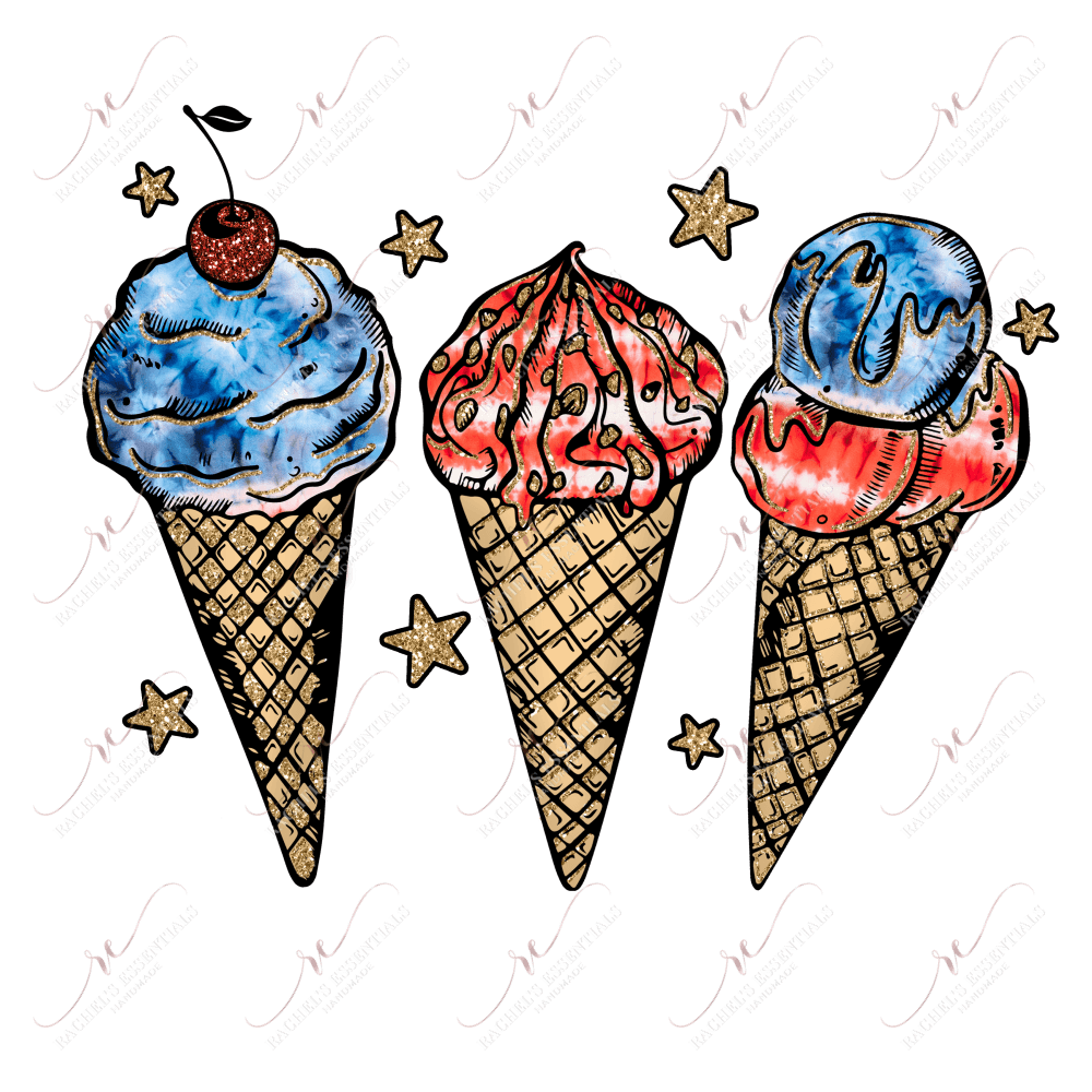 Ice cream cone red white blue - htv transfer – Rachel's Essentials