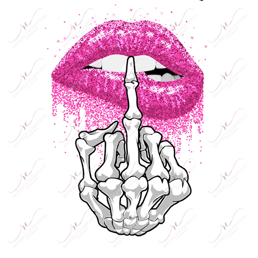Lips And Skeleton Hand Middle Finger - Ready To Press Sublimation Transfer Print Sublimation