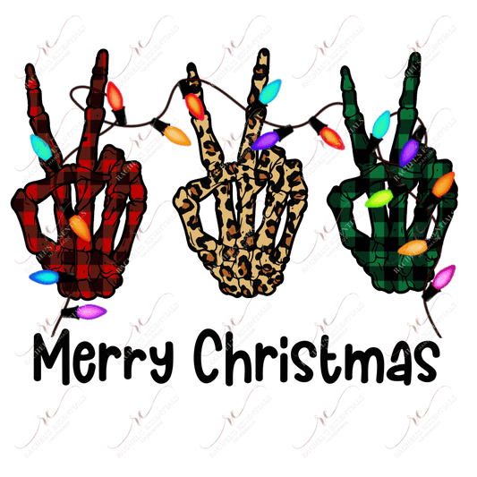 Merry Christmas Skull Hands - Ready To Press Sublimation Transfer Print Sublimation