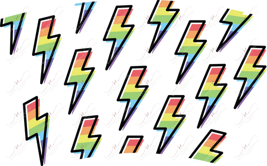 Rainbow Lightning Bolts No Hole - Cold Cup Wrap Cold