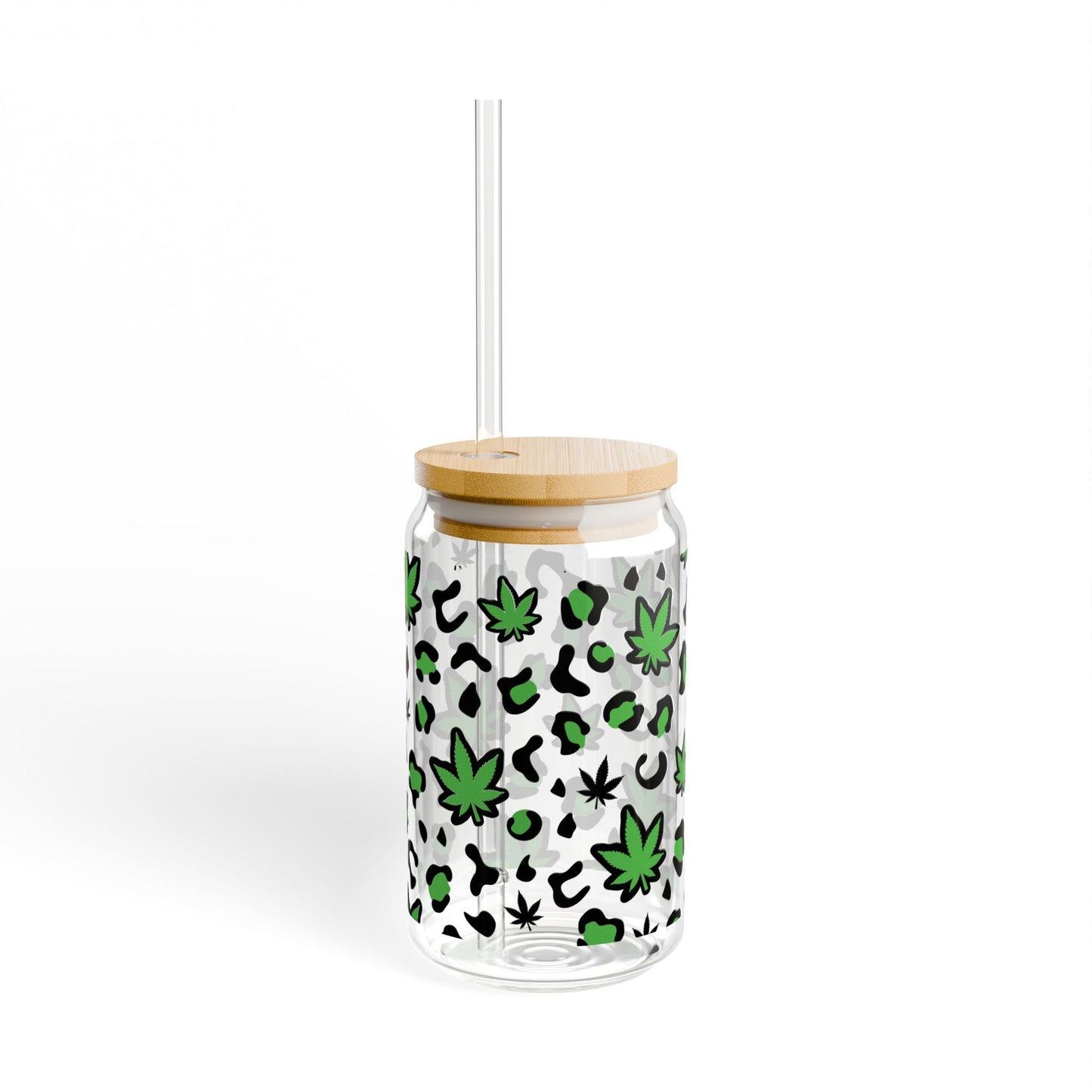 Cannabis Print Sipper Glass, 16oz - Friendly Drinkware, Perfect for Parties, Gifts, Outdoor Adventures, and Celebrations