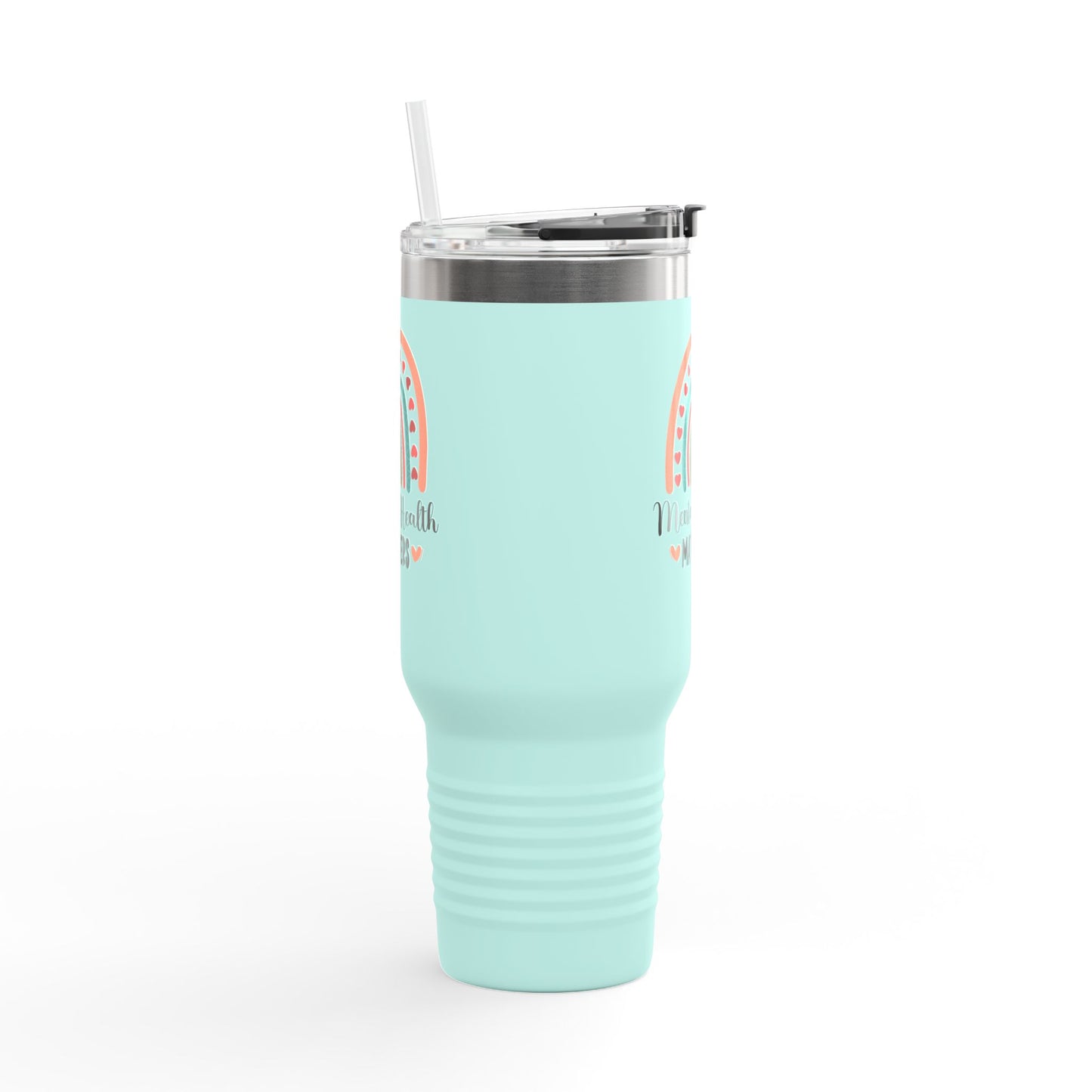 Insulated Travel Mug with Rainbow Design, Mental Health Matters - Reusable Cup for Coffee, Tea, Gifts for Her, Wellness Products