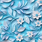 3D Blue Floral - Vinyl Wrap Seamless Vinyl