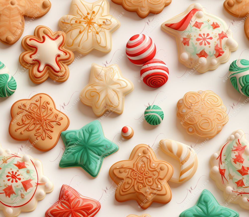 3D Christmas Cookies - Ready To Press Sublimation Transfer Print 11/23 Sublimation