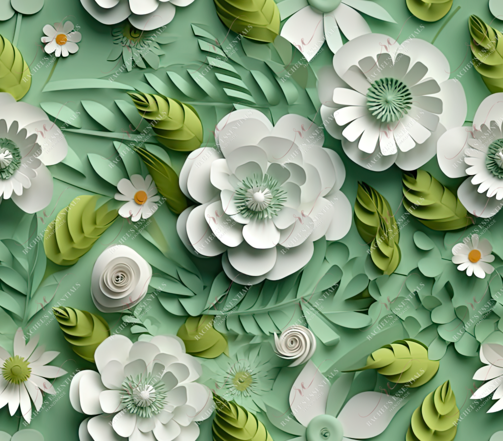 3D Green Floral - Vinyl Wrap Seamless Vinyl