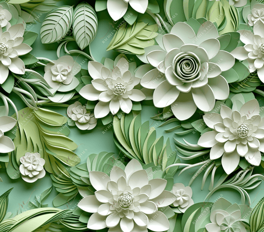 3D Green Floral - Vinyl Wrap Seamless Vinyl
