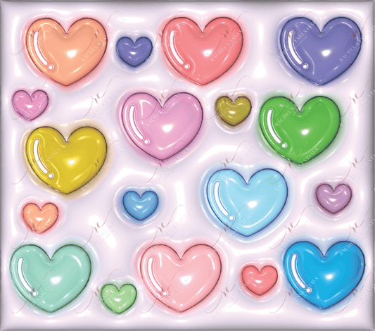 3D Puffy Hearts-Ready To Press Sublimation Transfer Print Sublimation