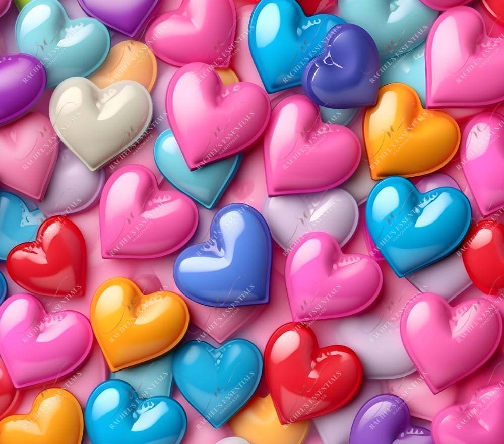 3D Puffy Hearts- Vinyl Wrap Seamless Vinyl