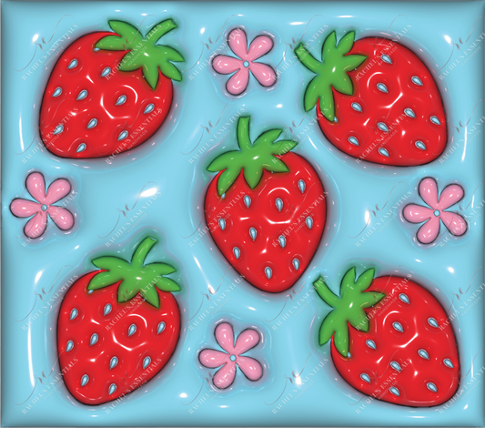 3D Puffy Strawberries-Ready To Press Sublimation Transfer Print Sublimation