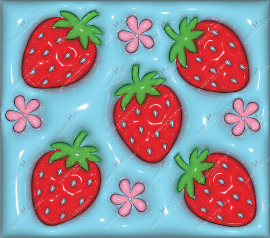 3D Puffy Strawberries-Ready To Press Sublimation Transfer Print Sublimation