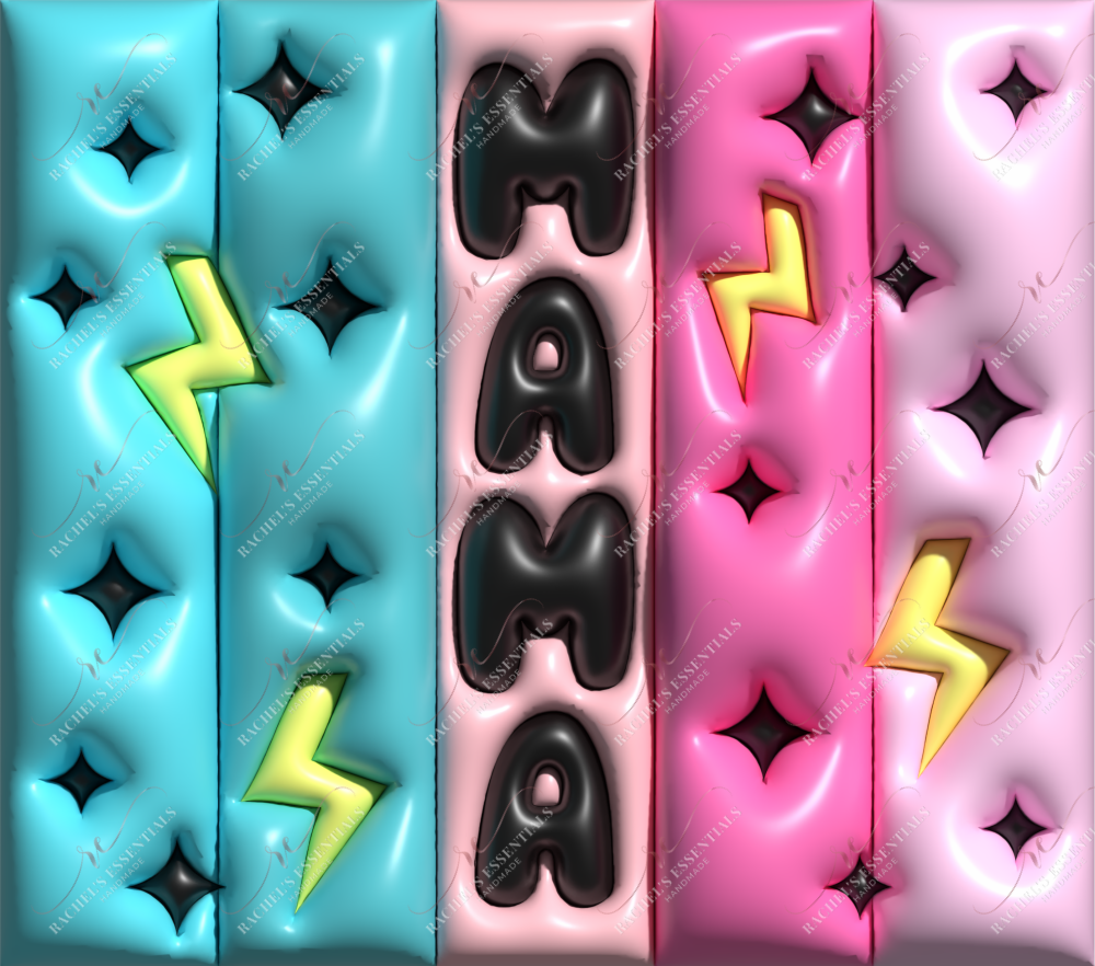 3D Puffy Striped Lightning Mama- Vinyl Wrap Vinyl